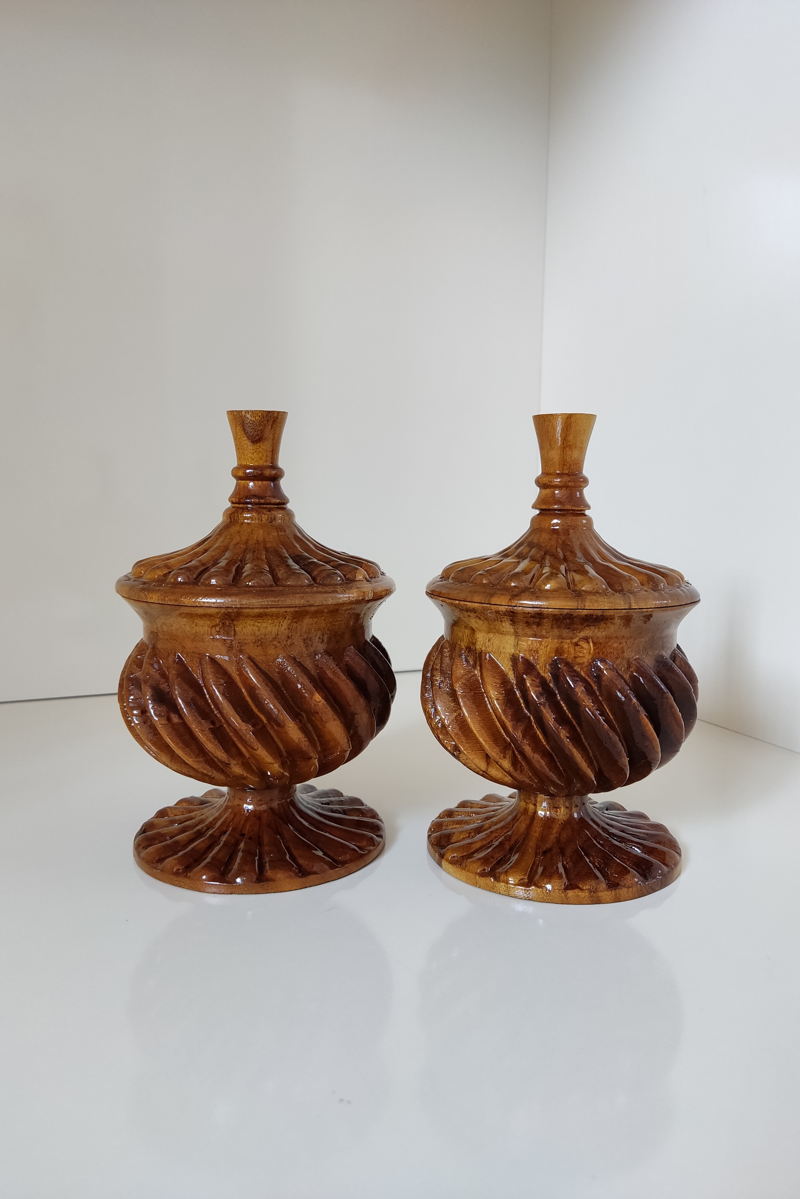 قندان چوبی دوتایی مدل پیچی